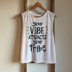 LA Threads Graphic Muscle Tank with Knotted Open Back sz: Small